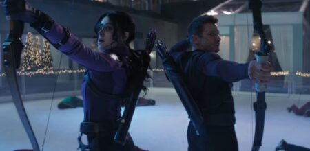 Kate Bishop (Hailee Steinfeld) e Clint Barton (Jeremy Renner) em Gavião Arqueiro (Reprodução / Disney+)