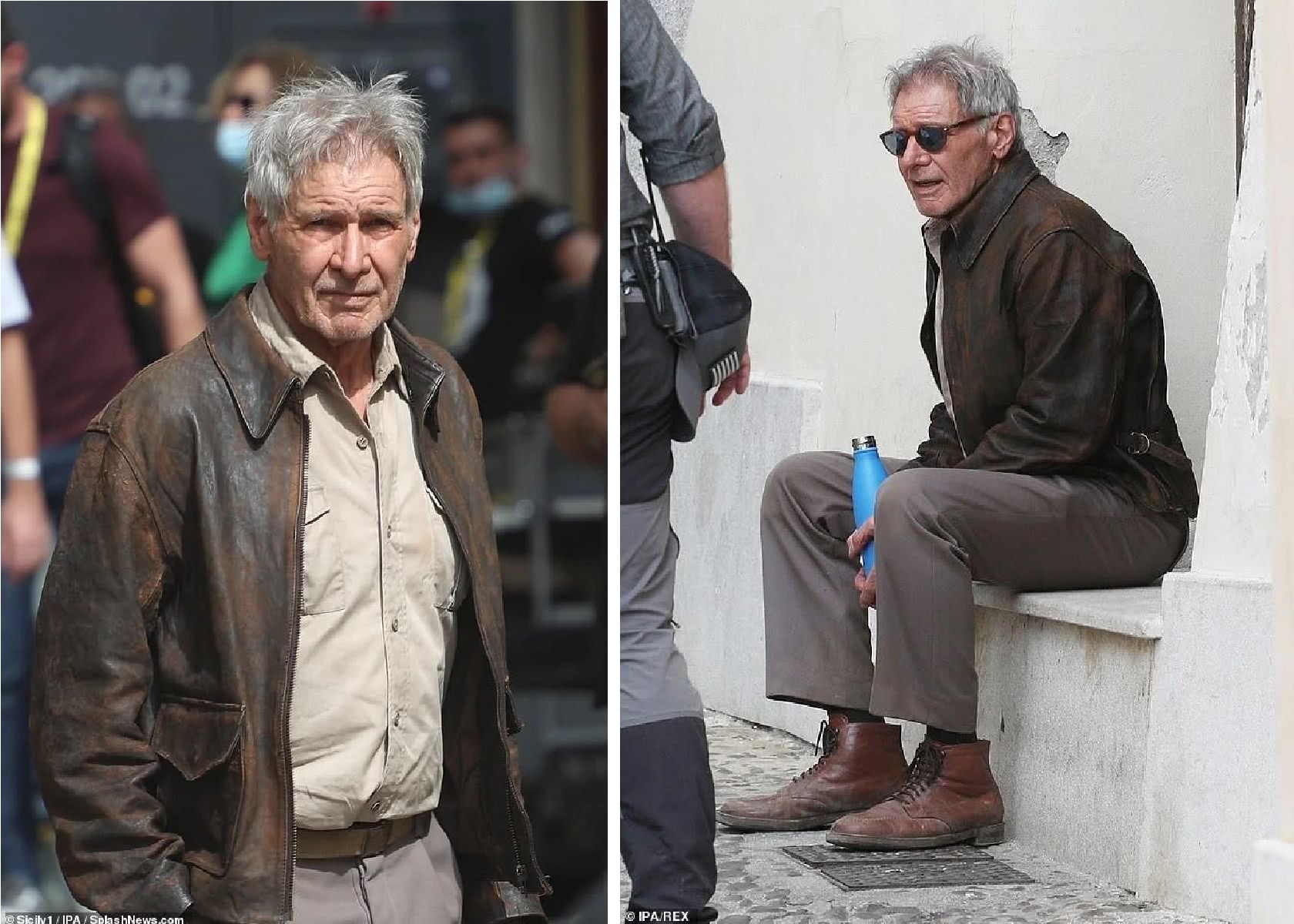 Harrison Ford no set de filmagens de Indiana Jones 5 Reproducao Montagem E pipoca