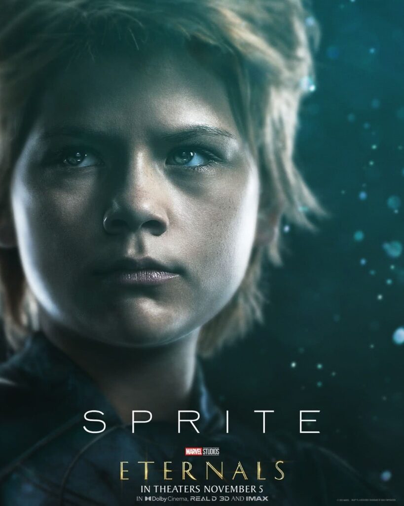 Lia McHugh como Sprite em Eternos Divulgacao