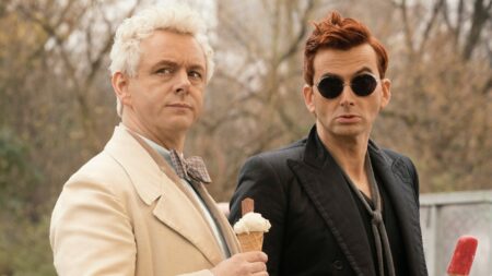 Michael Sheen e David Tennant em Good Omens (Reprodução / Prime Video)