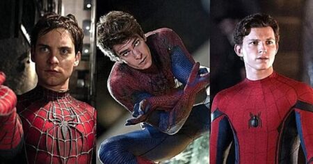 Tobey Maguire e Andrew Garfield foram APAGADOS do novo trailer de Homem-Aranha? Tobey Maguire, Andrew Garfield e Tom Holland como o Homem-Aranha (Montagem/Divulgação)