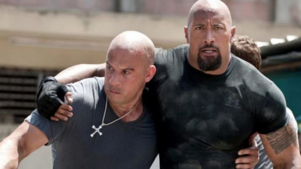 Vin Diesel é Toretto e Dwayne "The Rock" Johnson é Hobbs na franquia Velozes e Furiosos (Reprodução)