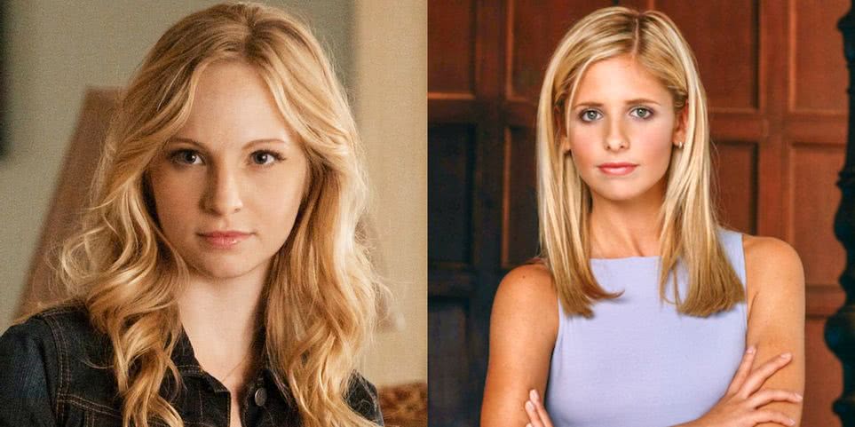 Caroline (Candice Accola) em The Vampire Diaries e Buffy (Sarah Michelle Gellar) em Buffy, A Caça Vampiros (Montagem Reprodução)