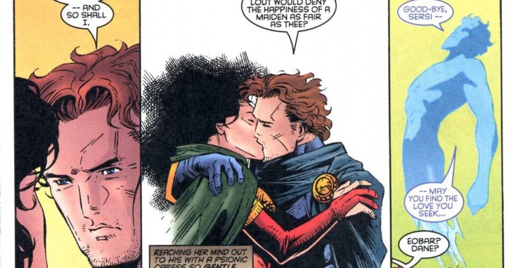 Trágico: como acontece o romance entre Sersi e Cavaleiro Negro nos quadrinhos Cavaleiro Negro e Sersi nos quadrinhos da Marvel Reproducao