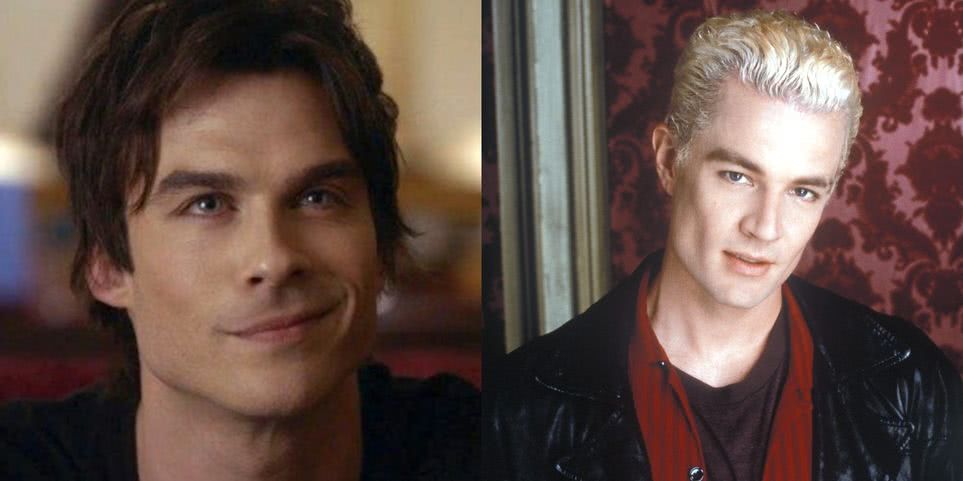 Damon em The Vampire Diaries e Spike em Buffy, A Caça-Vampiros (Montagem Reprodução)