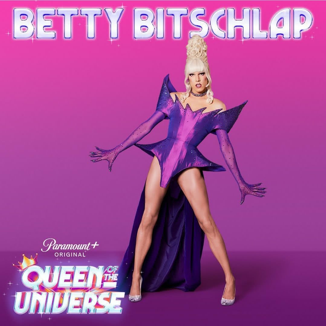 Conheça o cast de Queen of The Universe, competição de drags cantoras 3 Betty Bitchslap (Divulgação/Paramount+)