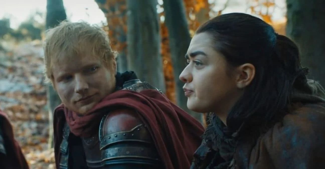 Ed Sheeran e Maisie Williams em Game of Thrones (Reprodução / HBO)