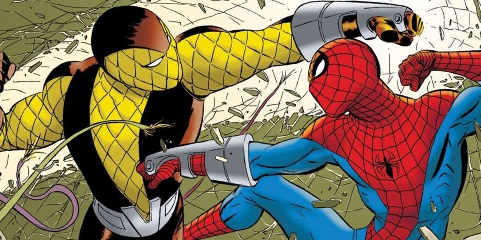 Shcoker e Homem-Aranha nos quadrinhos (Reprodução)