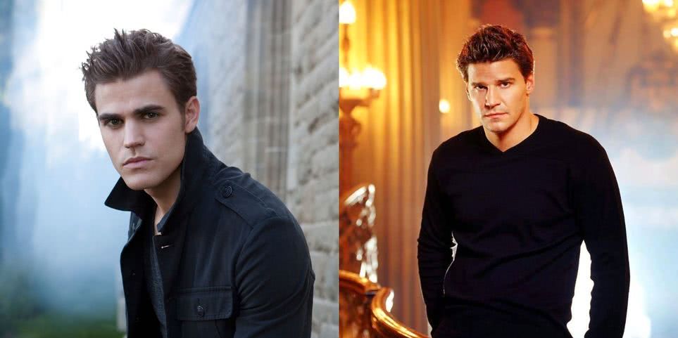 Stefan em The Vampire Diaries e Angel em Buffy, A Caça-Vampiros (Montagem Reprodução)