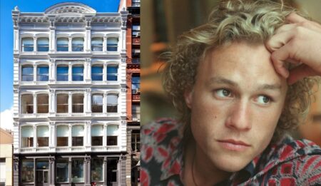 Triplex onde ator de Cavaleiro das Trevas morreu é vendido por valor astronômico Fotos do imóvel na rua Broome, 421 em Soho, Manhattan e Heath Ledger (Montagem/ Reprodução/CityRealty)