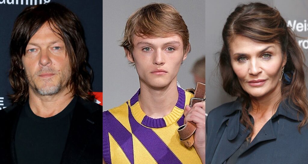 Norman Reedus, Mingus Reedus e Helena Christensen (Divulgação)