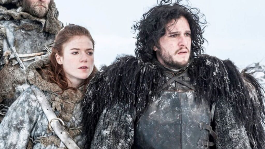 Kit Harington responde se deixará filho ver cenas picantes de Game of Thrones Kit Harington e Rose Leslie em Game of Thrones (Reprodução / HBO)