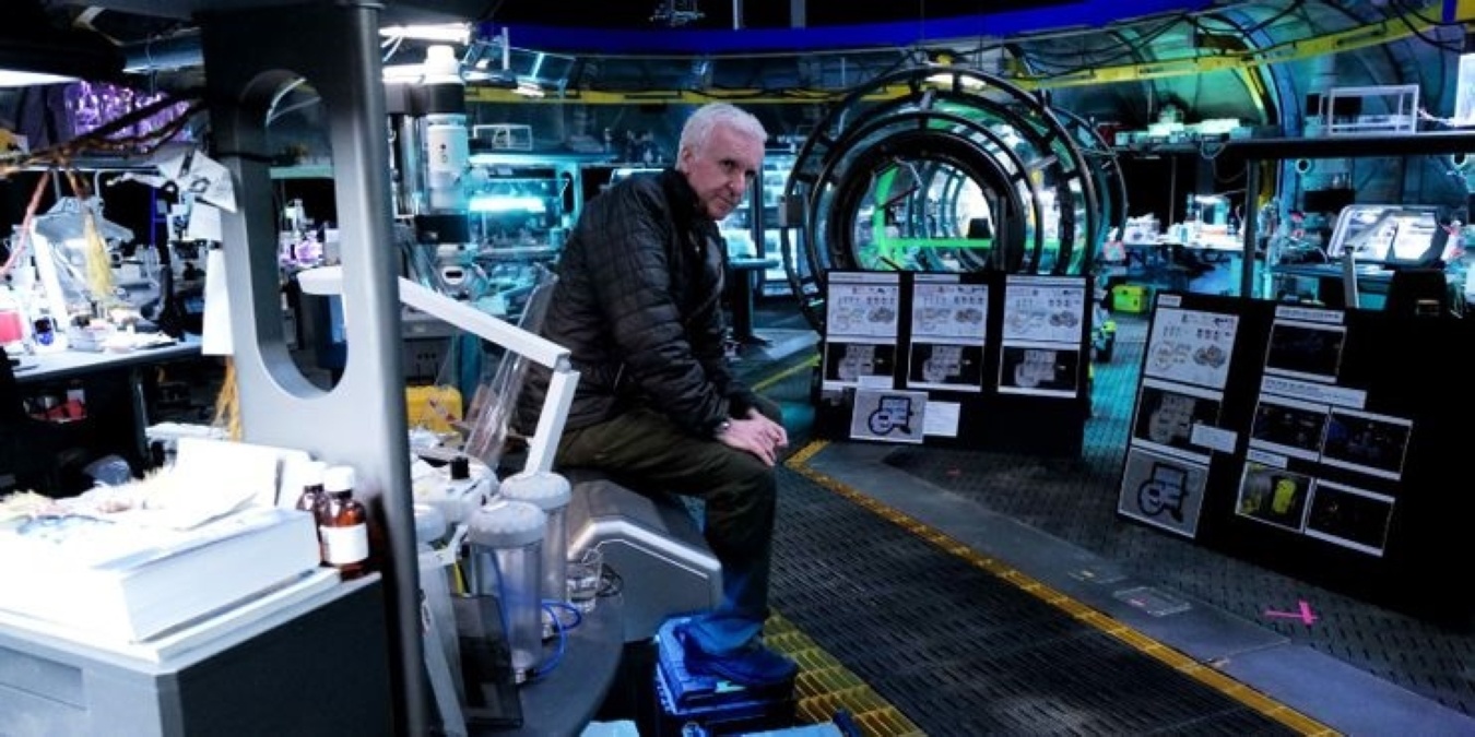 James Cameron no set de Avatar 2 (Divulgação)