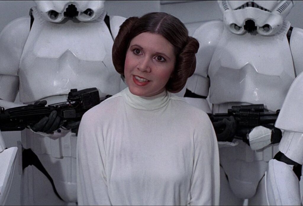 Carrie Fisher como Princesa Leia em Star Wars Reproducao