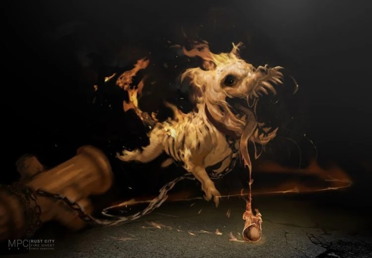 Arte conceitual do fantasma de fogo em Ghostbusters: Mais Além (Divulgação)