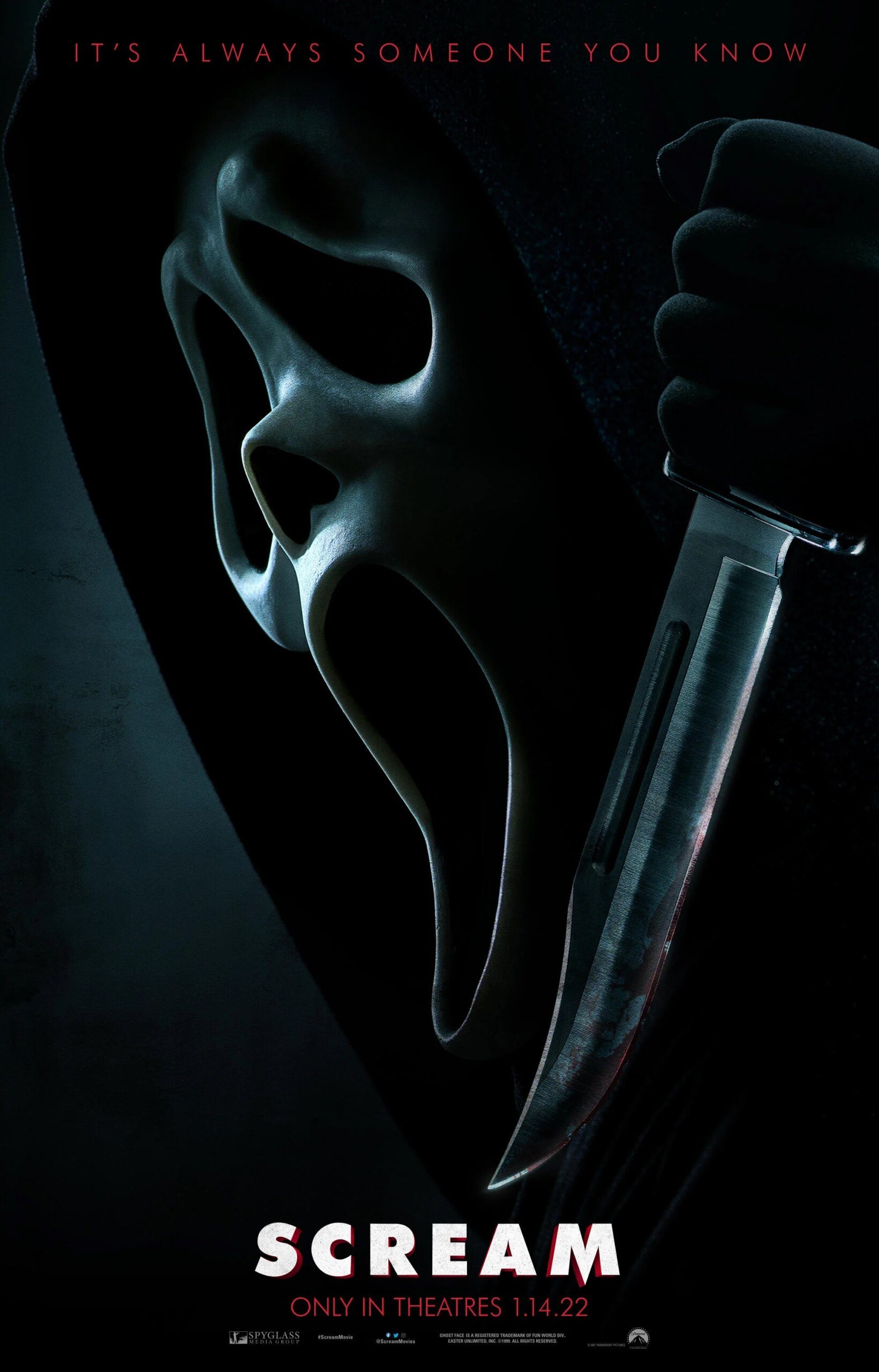 Protagonistas de Pânico ganham pôsteres individuais 1 Ghostface em novo poster de Panico Divulgacao scaled 1