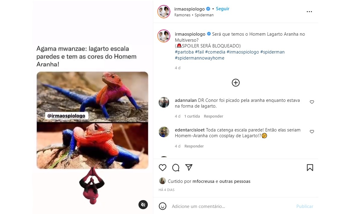 Conheça o réptil que parece ter inspirado roupa do Homem-Aranha 2 Humoristas fizeram piada da semelhanca entre lagarto africano e Homem Aranha Reproducao