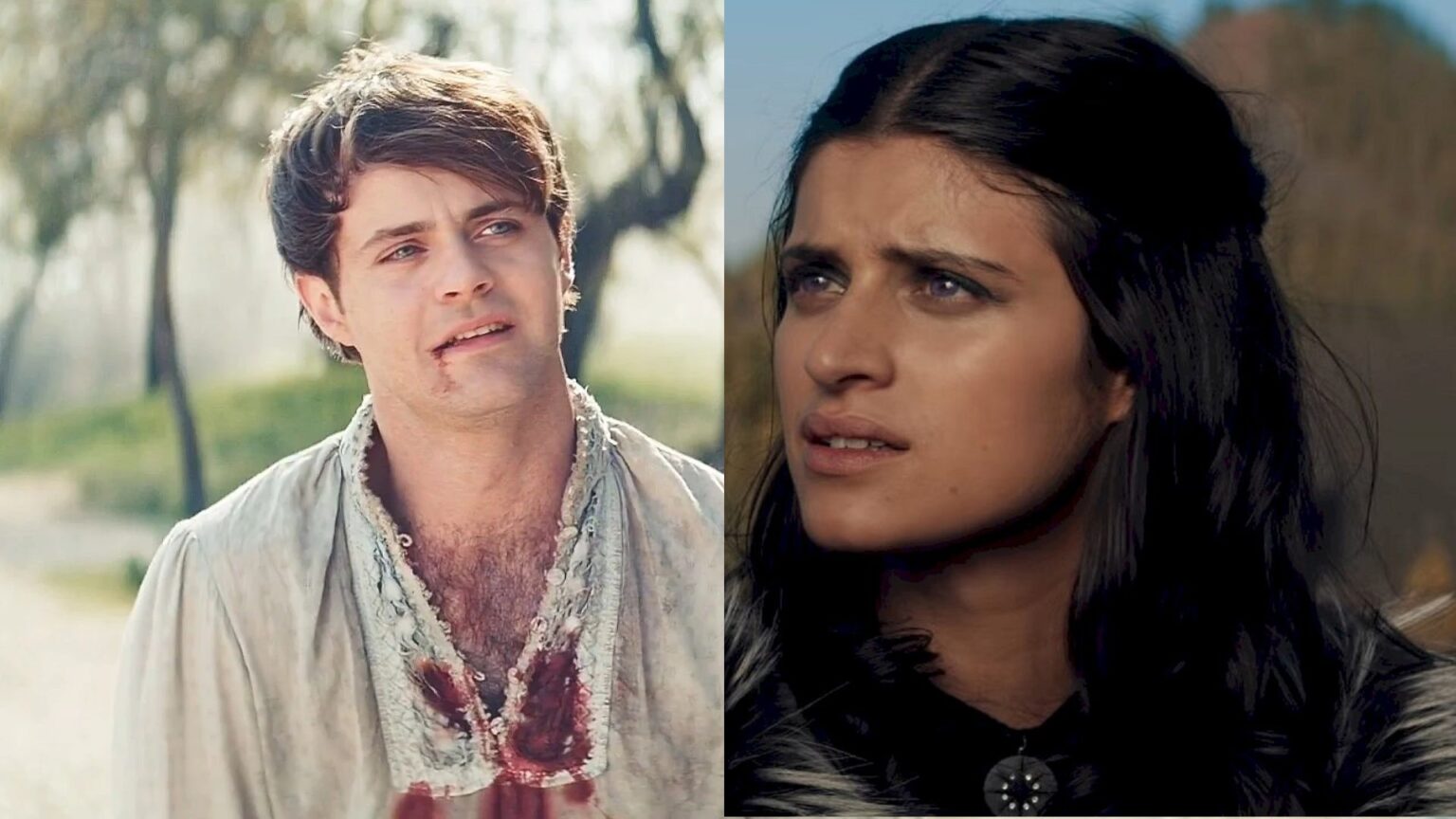 Atores de The Witcher brigaram para entrarem nos personagens Joey Batey é Jaskier e Anya Chalotra é Yennefer em The Witcher (Montagem/Reprodução)