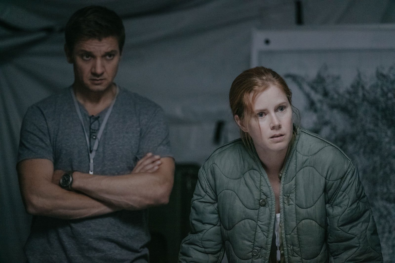 Jeremy Renner e Amy Adamsem A Chegada