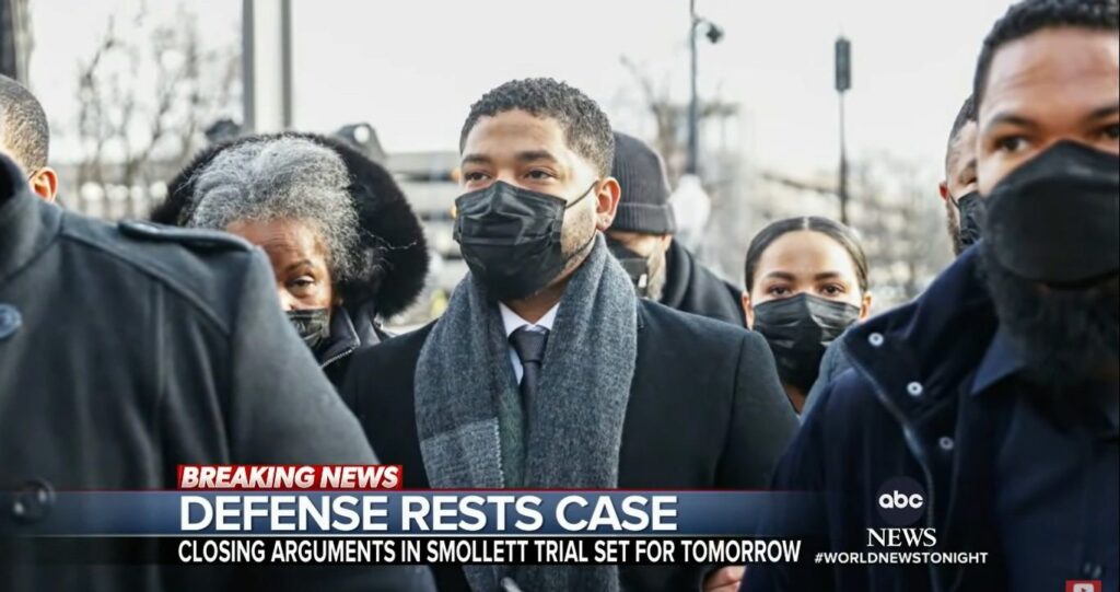 Jussie Smollett durante julgamento