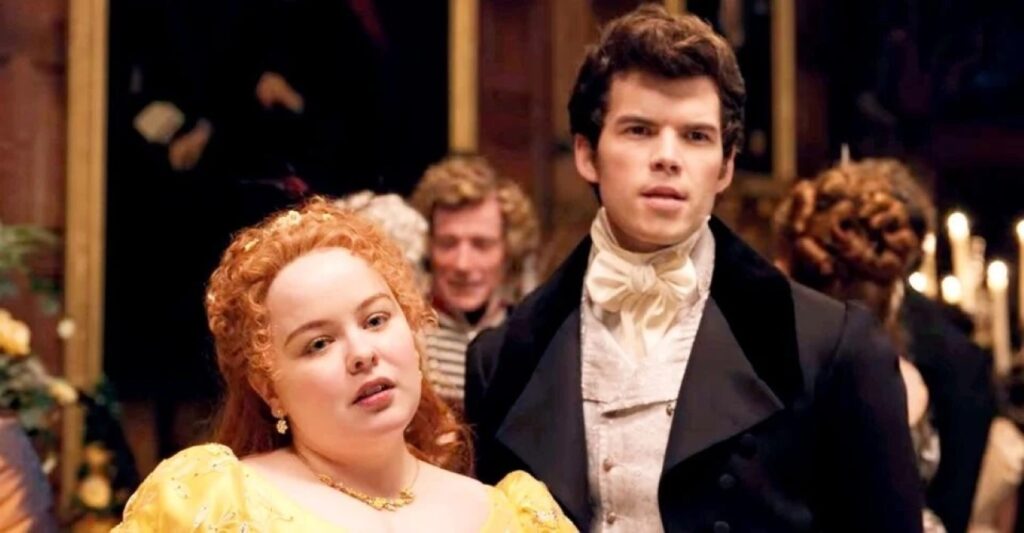 Penelope (Nicola Coughlan) e Colin (Luke Newton) em Bridgerton (Reprodução / Netflix)