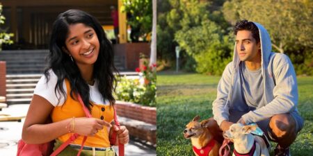 Maitreyi Ramakrishnan é Devi e Anirudh Pisharody é Des em Eu Nunca... (Montagem/Reprodução/Netflix/Instagram)