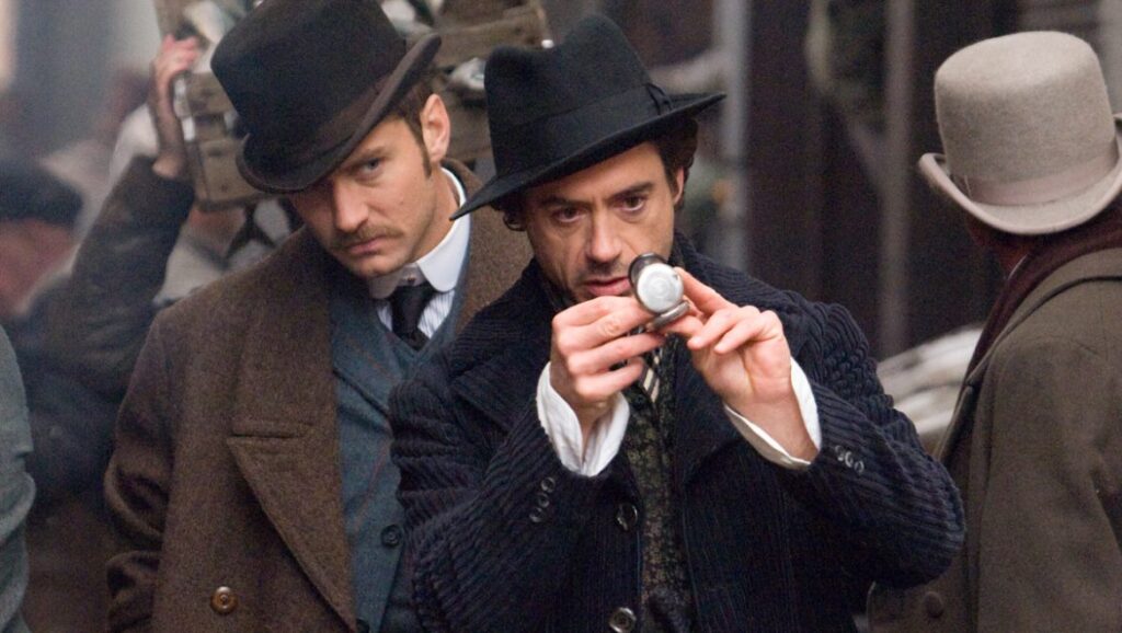 Robert Downey Jr. e Jude Law em Sherlock Holmes
