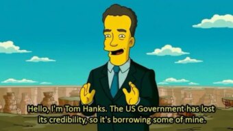Tom Hanks em cena de Os Simpsons: O Filme (Reprodução)