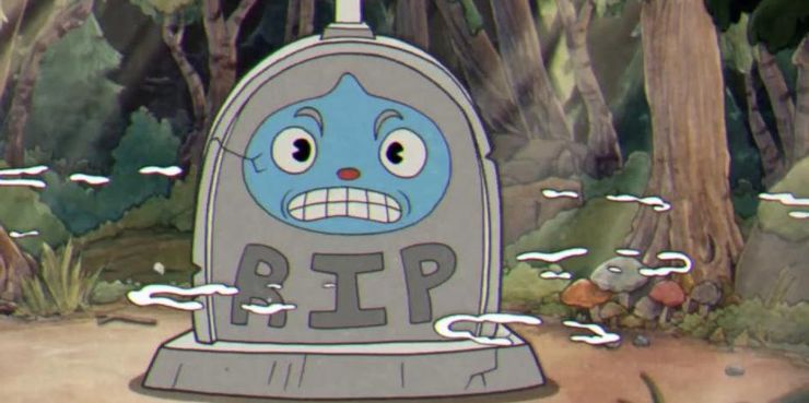 A Lapide de Goopy Le Grande em A Serie do Cuphead Reproducao