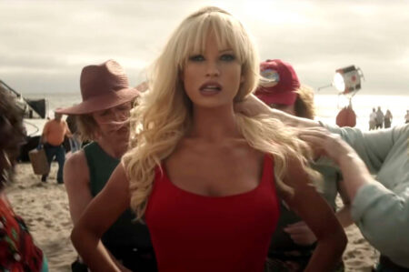 Lily James como Pamela Anderson em Pam Tommy Reproducao