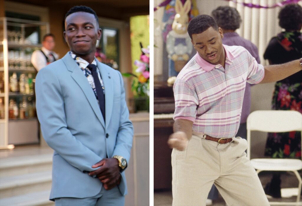 Olly Sholotan como Carlton em Bel-Air, e Alfonso Ribeiro como Carlton em Um Maluco no Pedaço