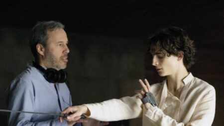 Denis Villeneuve e Timothée Chalamet no set de Duna (Reprodução / WB)