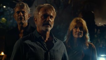 Jeff Godlblum, Laura Dern e Sam Neill em Jurassic World: Domínio (Reprodução / Universal)