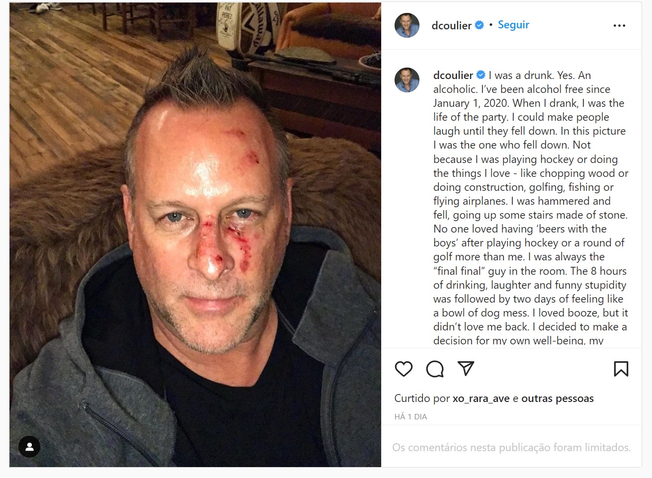 Dave Coulier desabafou sobre seu dias de alcoolatra em publicacao no Instagram Reproducao Instgaram 1