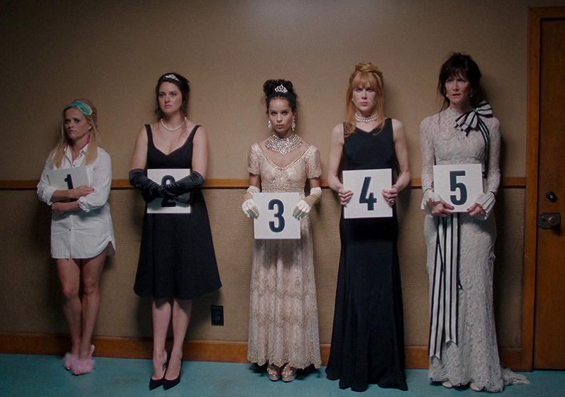 Reese Whitespoon, Shailene Woodley, Zoë Kravitz, Nicole Kidman e Laura Dern em Big Little Lies