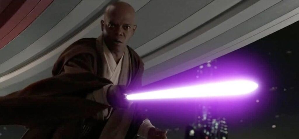 Samuel L. Jackson como Mace Windu em Star Wars (Reprodução / Lucasfilm)