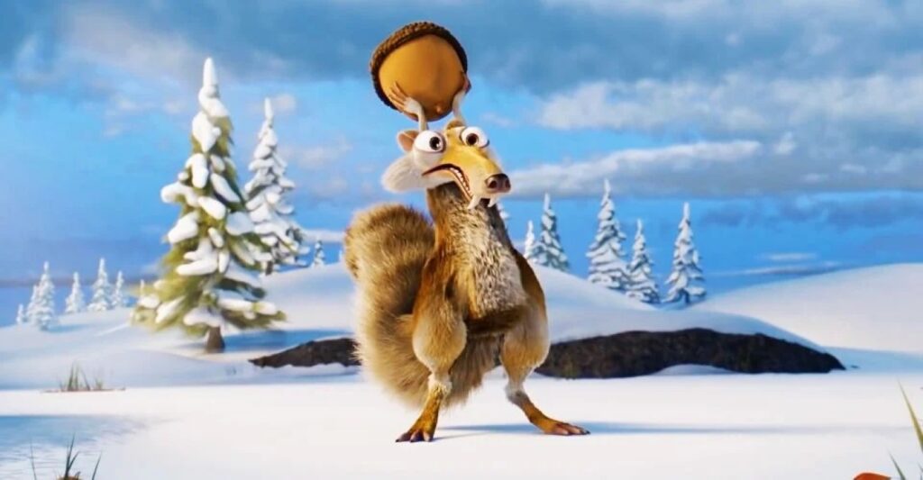 Scrat de A Era do Gelo em The End (Reprodução / Blue Sky)