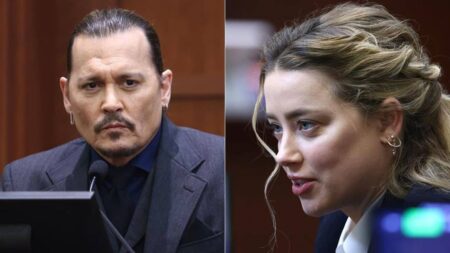 Johnny Depp e Amber Heard em julgamento nos Estados Unidos