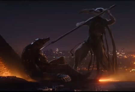 Luta final de Cavaleiro da Lua teve inspiração no trabalho de grande cineasta Luta entre Khonshu e Ammit (Reprodução)