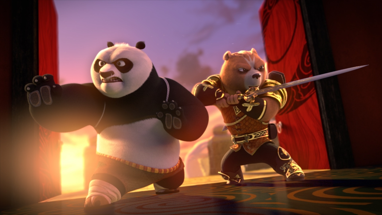Po e Lâmina Viajante em Kung Fu Panda: O Cavaleiro Dragão (Reprodução / Netflix)