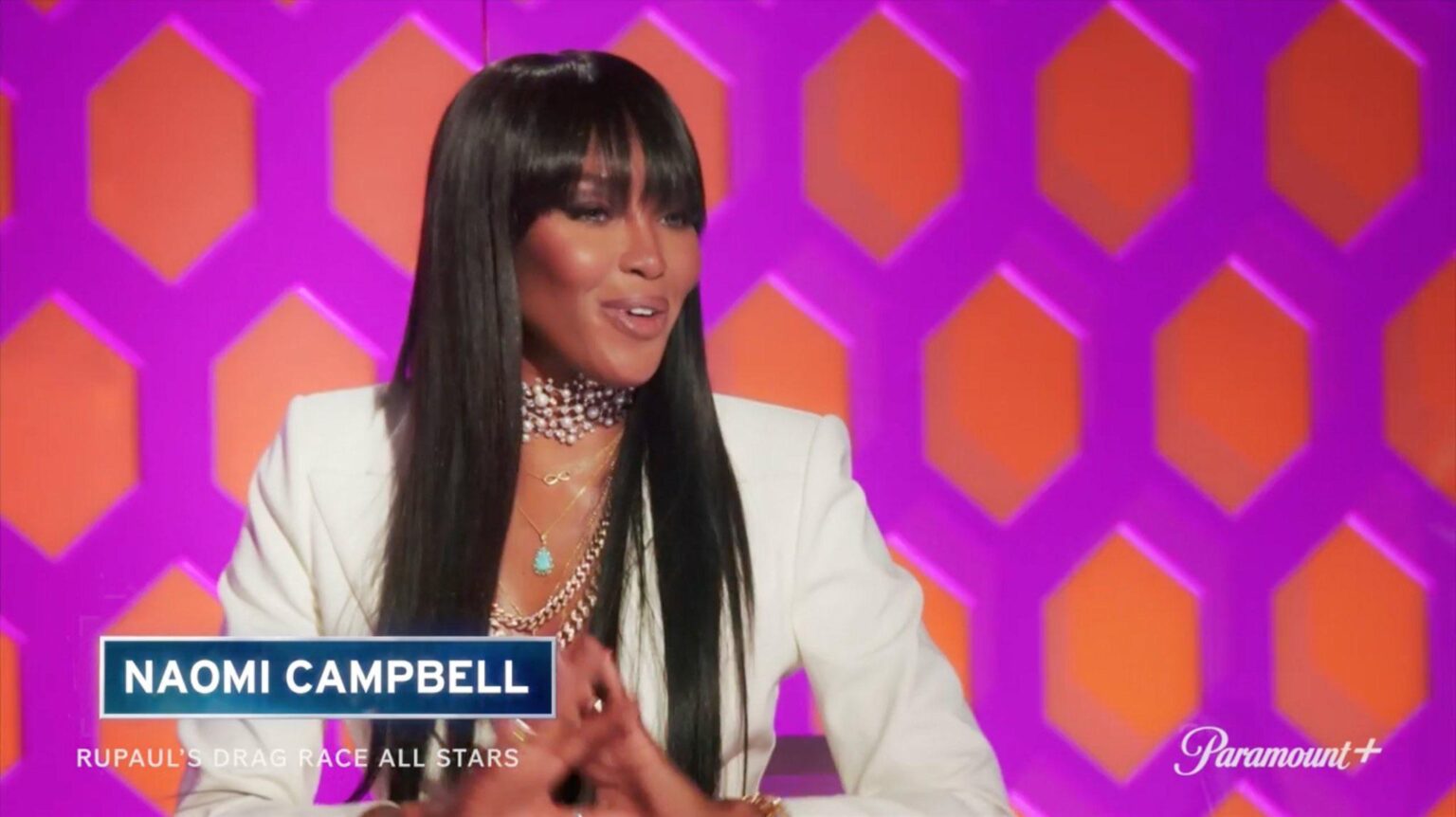 Participantes de Drag Race contam como reagiram ao conhecer Naomi Campbell Naomi Campbell é jurada convidada em RuPaul's Drag Race All Stars (Reprodução)