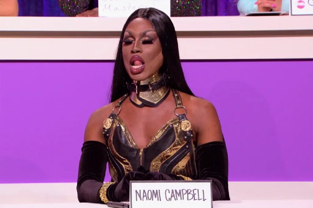 All Stars | Participante revela que foi ‘sabotada’ por produção em tema de passarela Shea Coulée como Naomi Campbell em RuPaul's Drag Race (Reprodução)