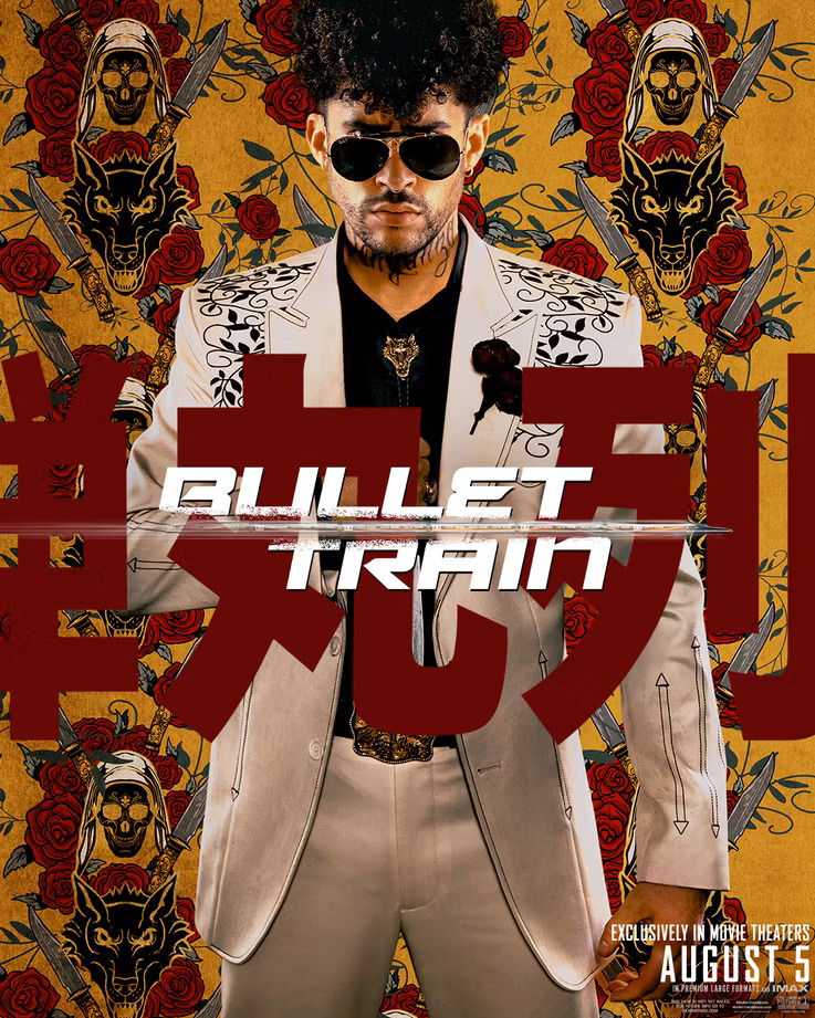 Novos pôsteres de Trem-Bala mostram rivais de Brad Pitt 10 Wolf em Trem Bala (Divulgação/Sony Pictures)