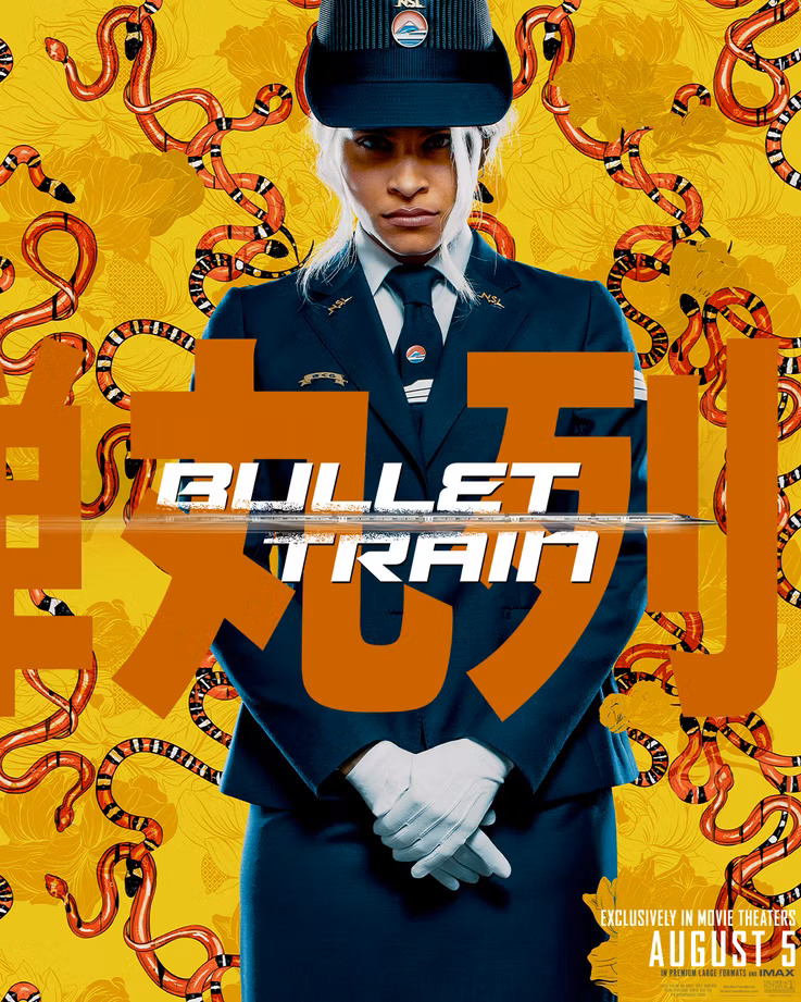 Novos pôsteres de Trem-Bala mostram rivais de Brad Pitt 5 Zazie em Trem Bala (Divulgação/Sony Pictures)