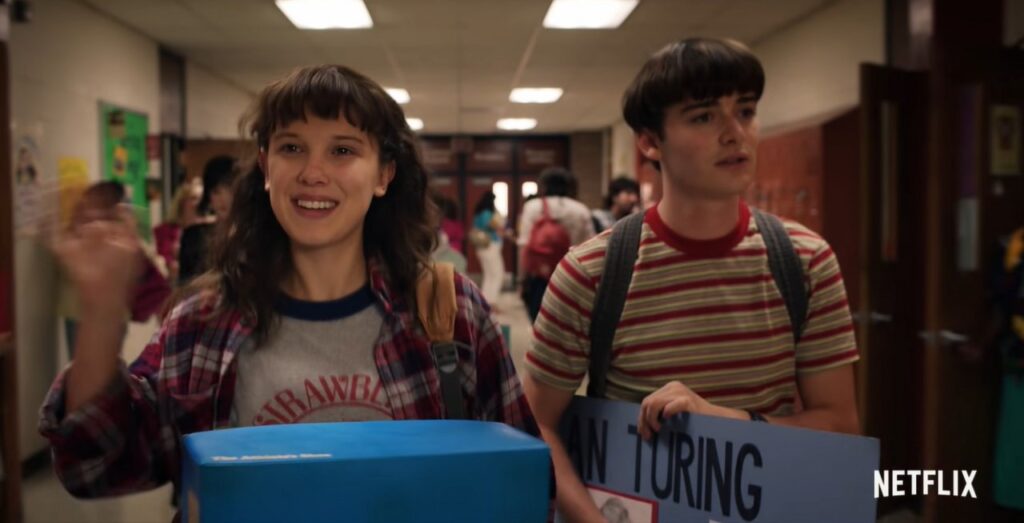 Onze Millie Bobby Brown e Will Noah Schannap em Stranger Things Reproducao