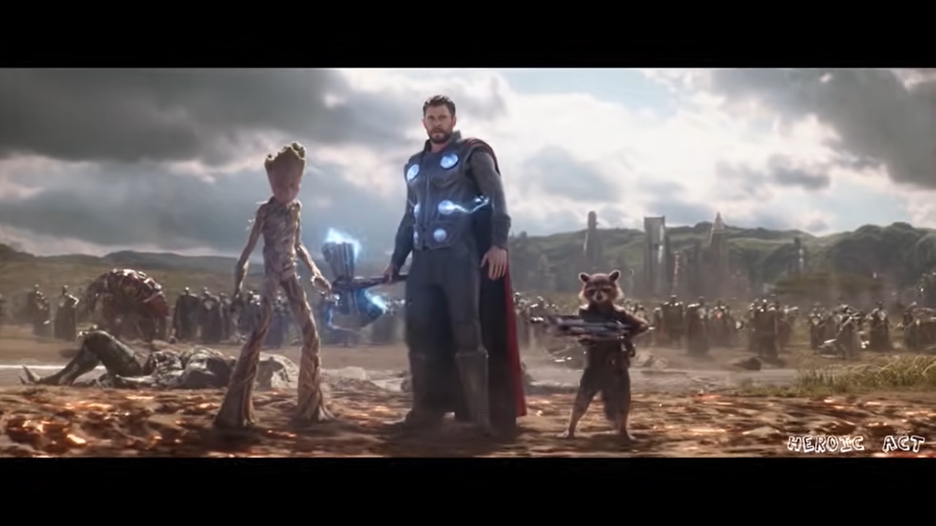 Thor, Groot e Rocket chegam em Wakanda em Vingadores: Guerra Infinita (Reprodução / Marvel)