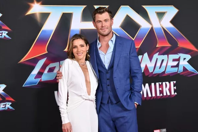 Elsa Pataky e Chris Hemsworth no evento de lançamento de Thor: Amor e Trovão (Imagem Divulgação Instagram)