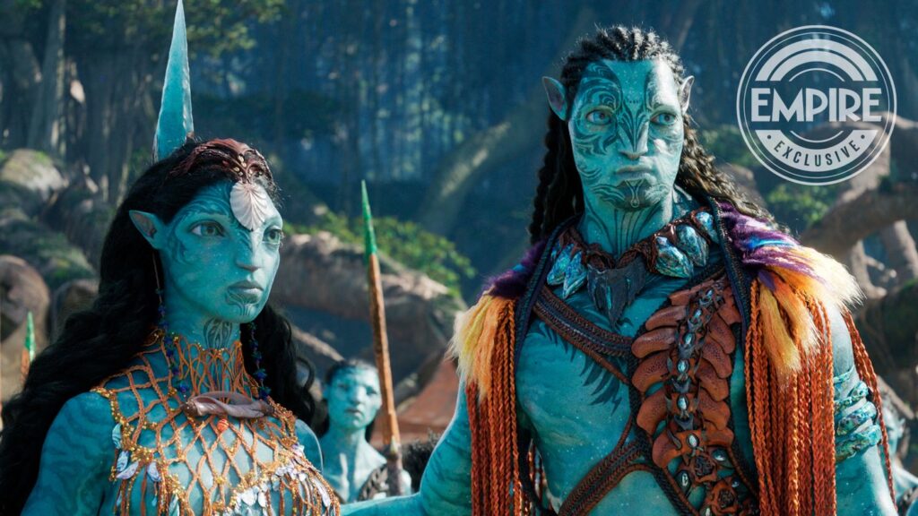 Kate Winslet como Ronal e Cliff Curtis como Tonowari em Avatar O Caminho da Agua Reproducao Empire Magazine