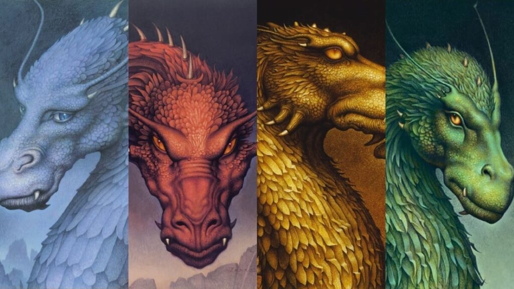 Disney+ desenvolverá série baseada nos livros de Eragon Capas de Eragon, Eldest Brisingr e Herança (Reprodução)