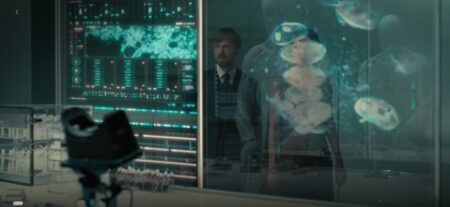 Maeve (Thandiwe Newton) e Caleb (Aaron Paul) em Westworld (Reprodução)